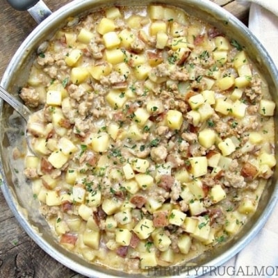 creamy sausage and potatoes from thriftyfrugalmom