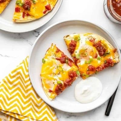 tortilla baked eggs on a plate