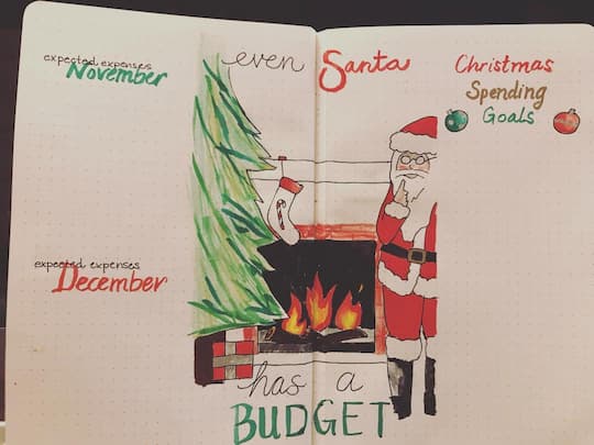 bullet journal christmas budget