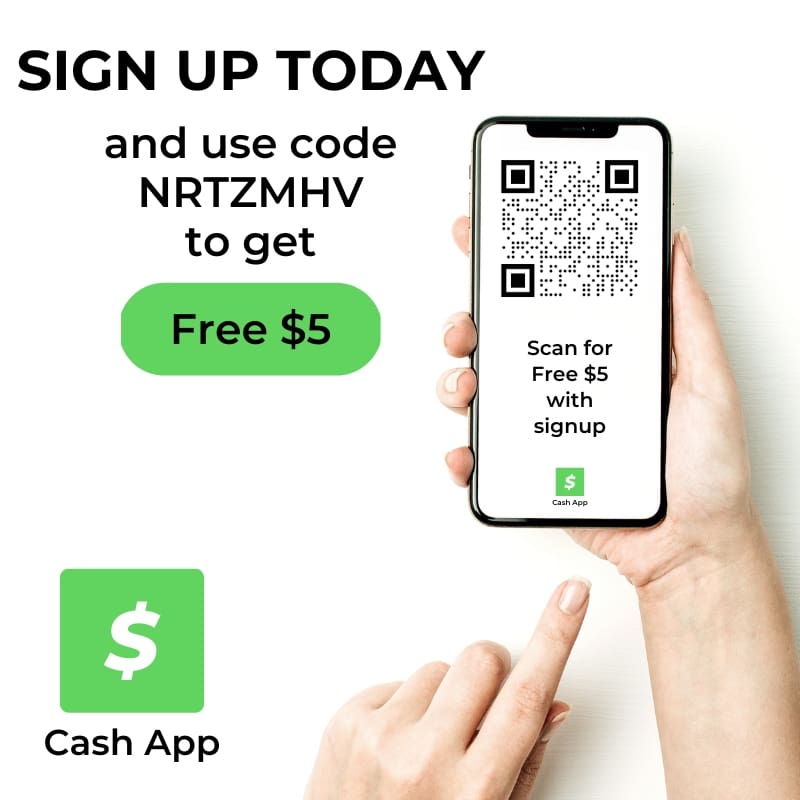 Sign up for Cash App and get a free $5 when you use code NRTZMHV