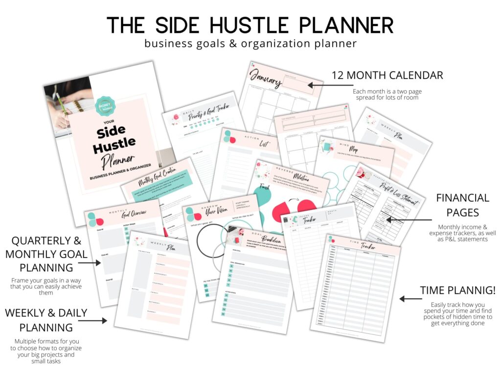side hustle planner full mockup