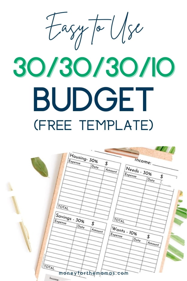 Easy to Use 30/30/30/10 Budget (Free Template)