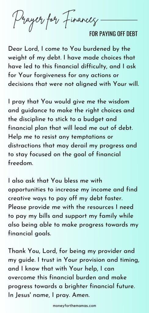 a prayer for paying off debt