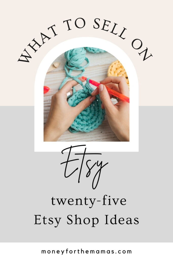 female hands crocheting blue item - what to sell on etsy